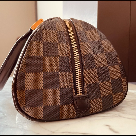 đź’ŻAUTHENTIC LOUIS VUITTON RIVERA MINI HAND BAG PURSE DAMIER EBENE - Picture 7 of 16